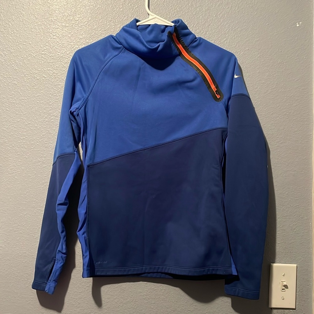 Nike Therma-Fit Asymmetrical 1/4 Zip Fleece Lined Pullover Blue